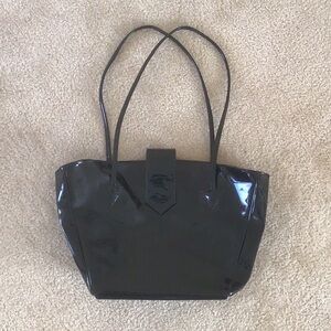 Black Patent Leather Tote Bag, High Gloss Finish